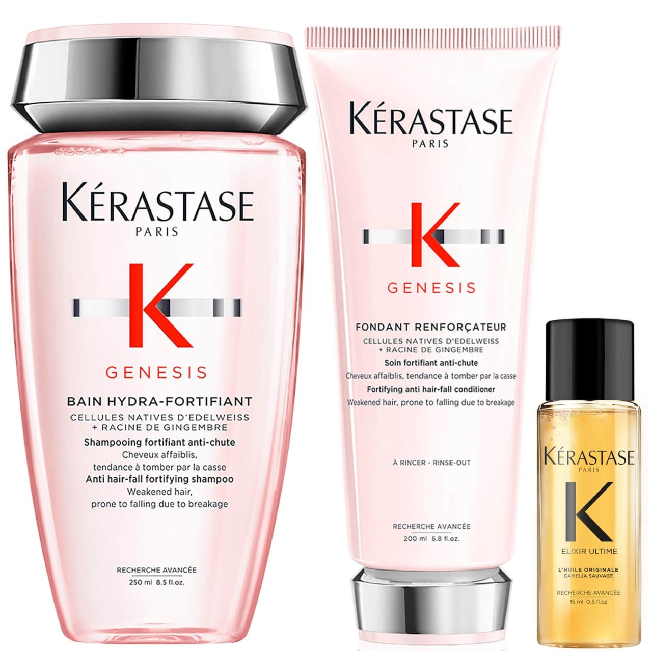 Kérastase Genesis Hydra-Fortifiant Shampoo & Fondant Reinforcateur Conditioner with Mini Elixir Ultime L'Huille Original Image 1