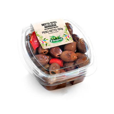 FICACCI PITTED OLIVES ABRUZZESE 150g. Recipe with pitted and whole Leccino olives 