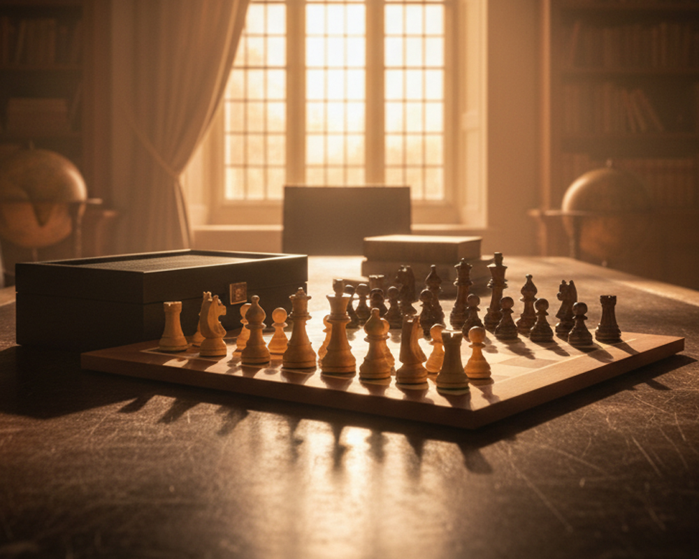 The Down Head Acacia Championship Chess Set