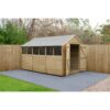 Forest Garden 4LIFE Apex Overlap Pressure Treated Double Door Shed with  Base - 8 x 12ft | Wickes.co.uk